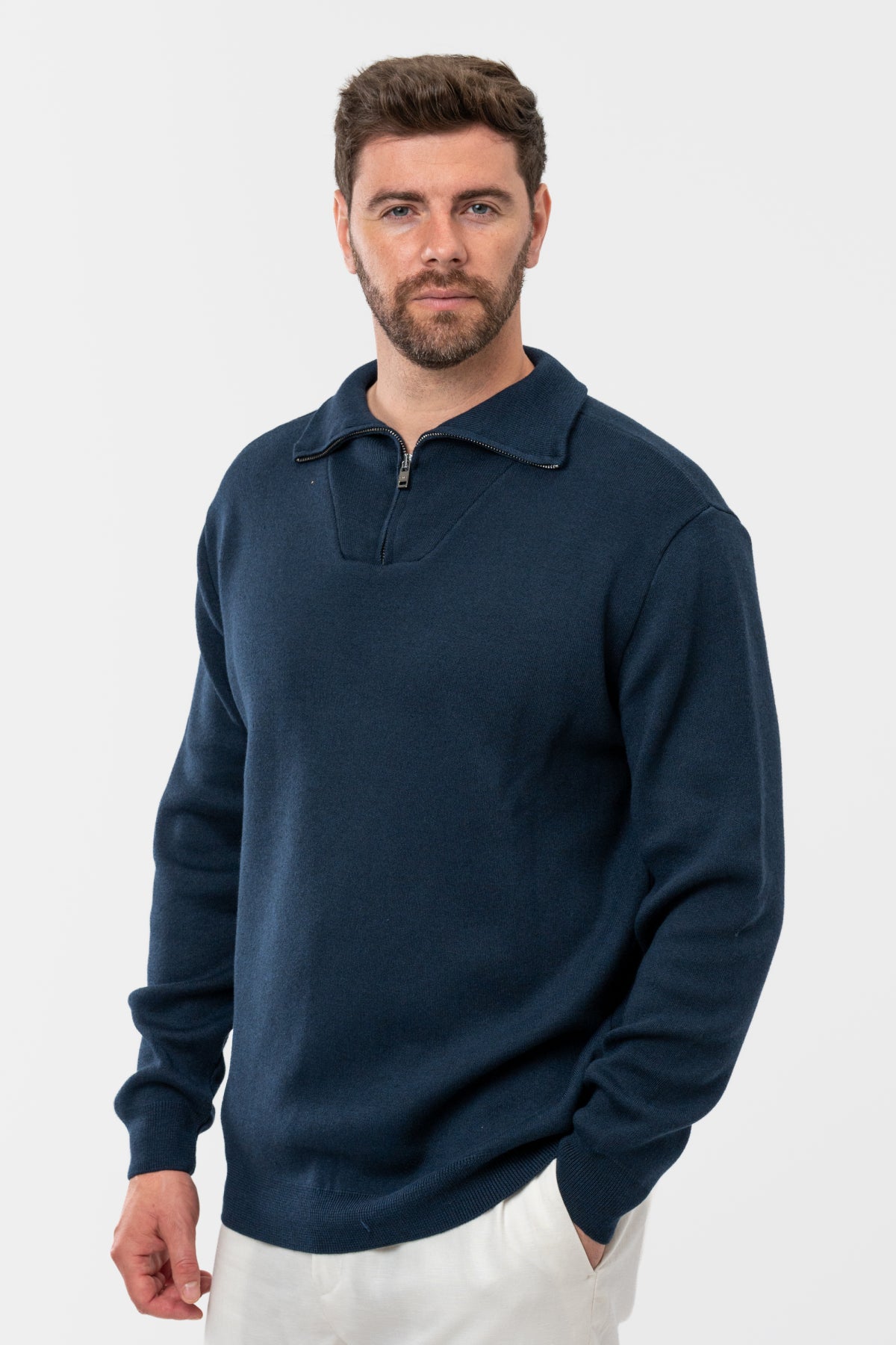 PULOVER SLIM FIT TWN  - Bleumarin