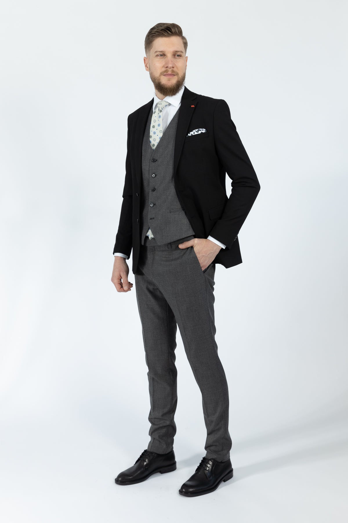 COSTUM CU VESTA SLIM FIT TWN  - Negru