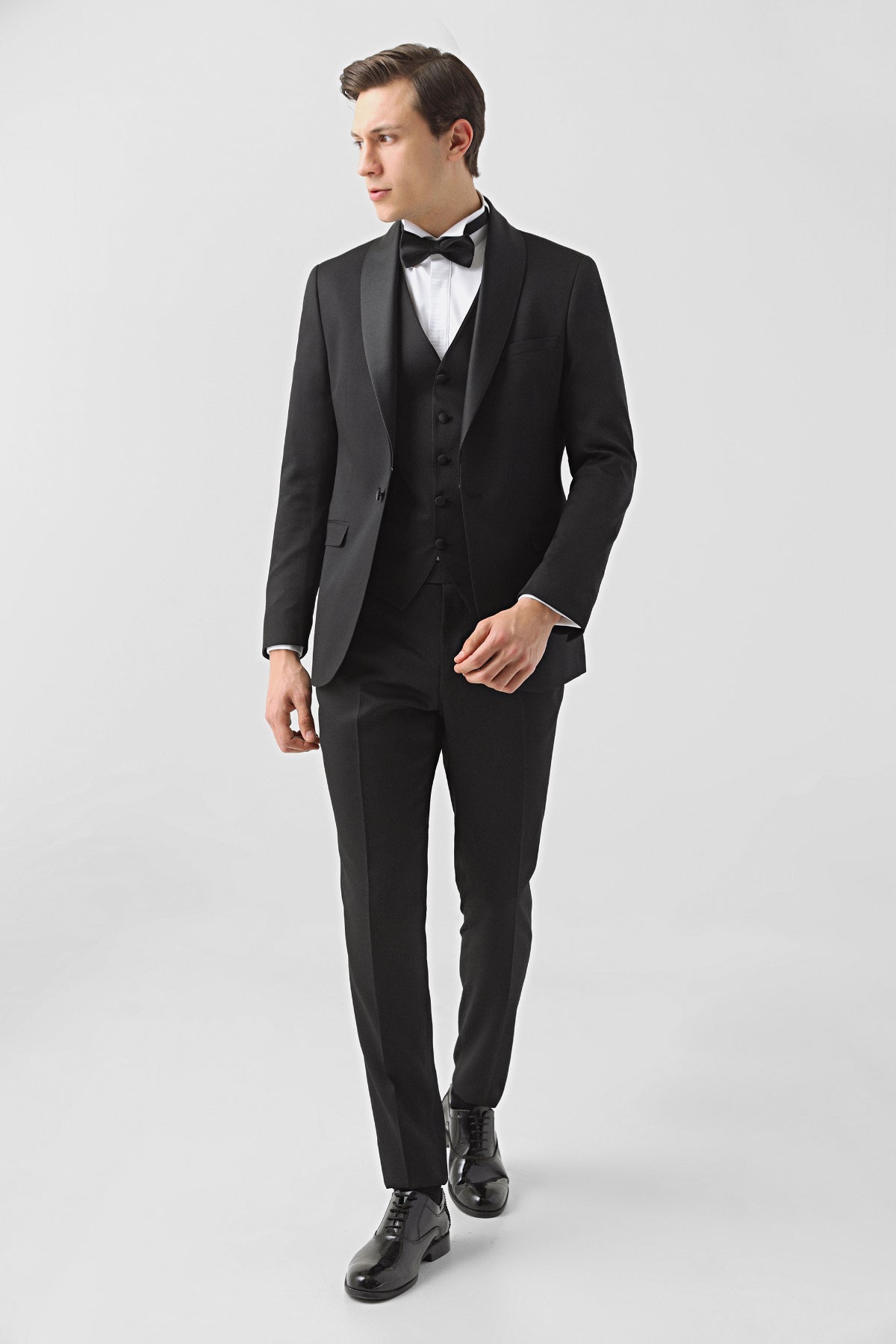 COSTUM CEREMONIE CU VESTA SLIM FIT TWN  - Negru