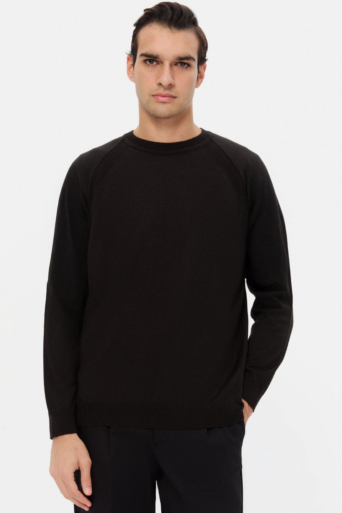 PULOVER SLIM FIT TWN  - Negru