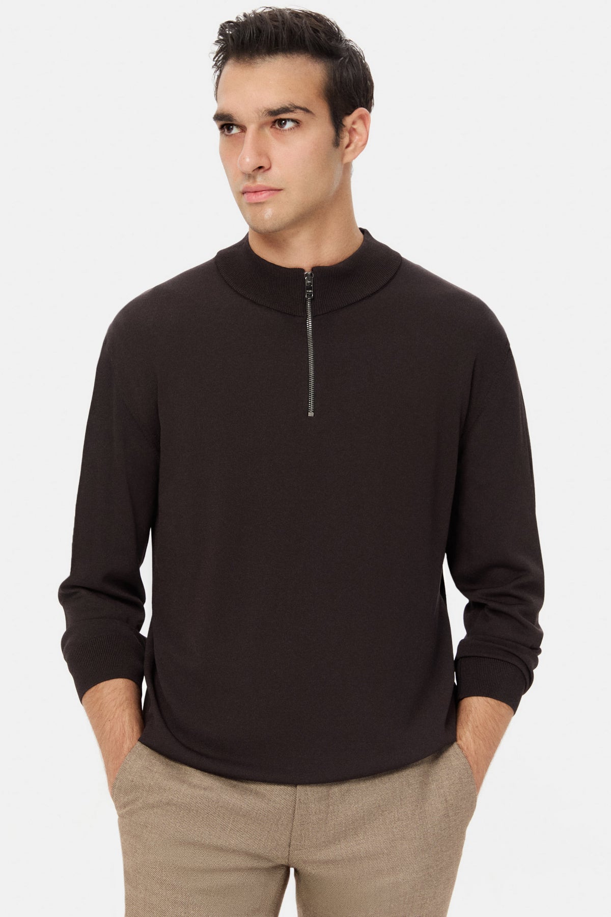 PULOVER SLIM FIT TWN  - Negru