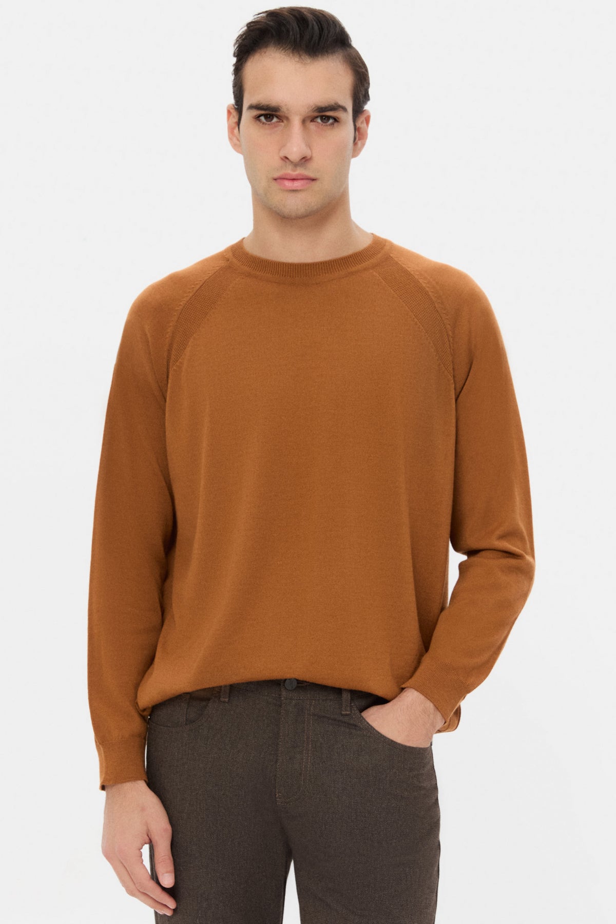 PULOVER SLIM FIT TWN  - Camel