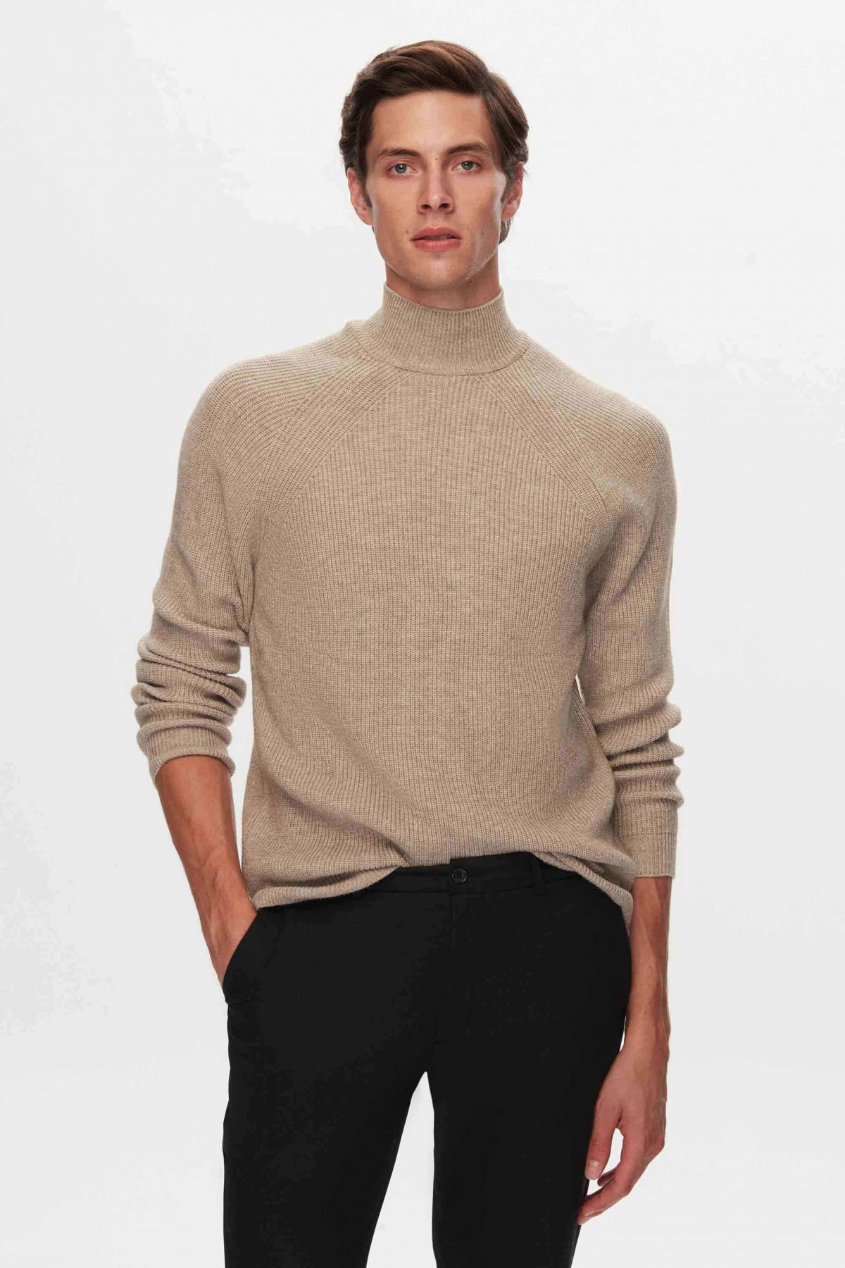 PULOVER SLIM FIT TWN  - Bej