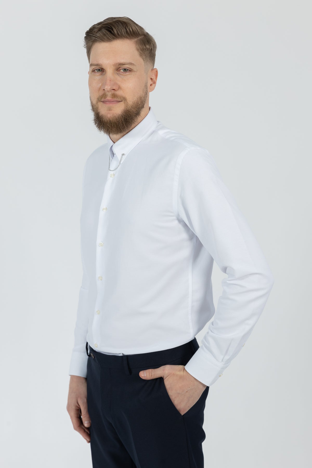 CAMASA SLIM FIT TWN  - Alb