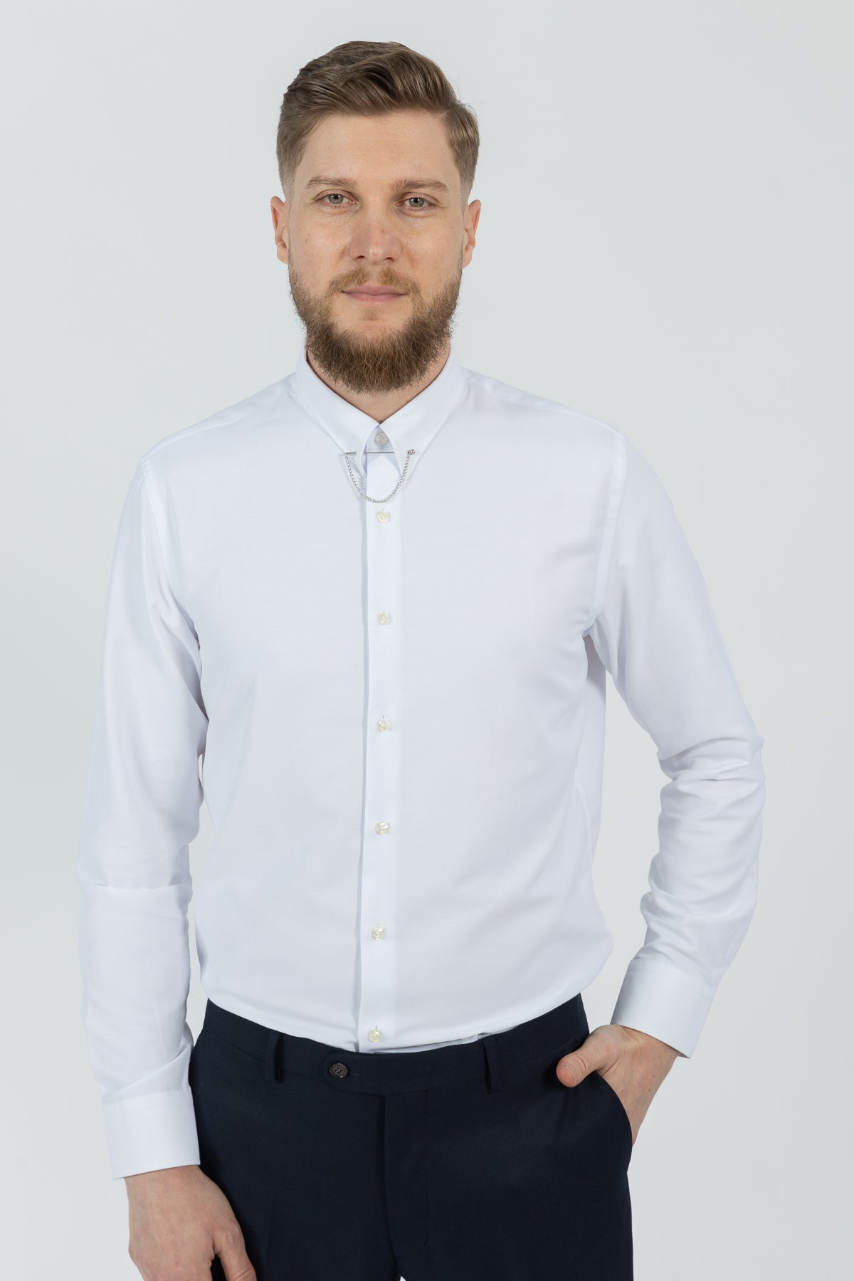 CAMASA SLIM FIT TWN  - Alb