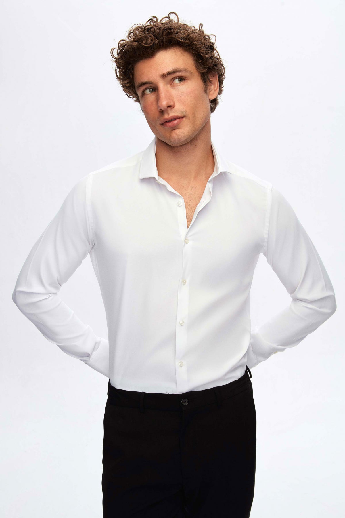 CAMASA SLIM FIT TWN  - Alb