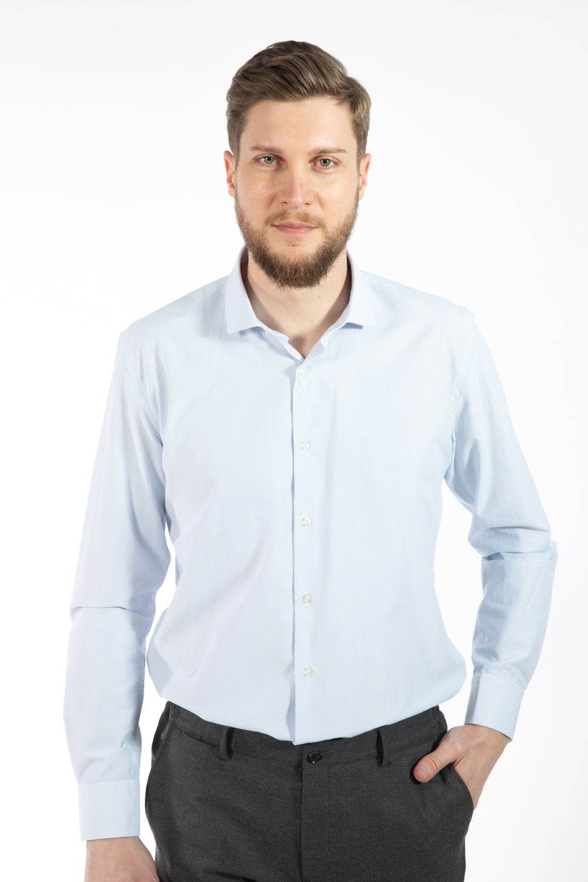 CAMASA SLIM FIT TWN  - Alb