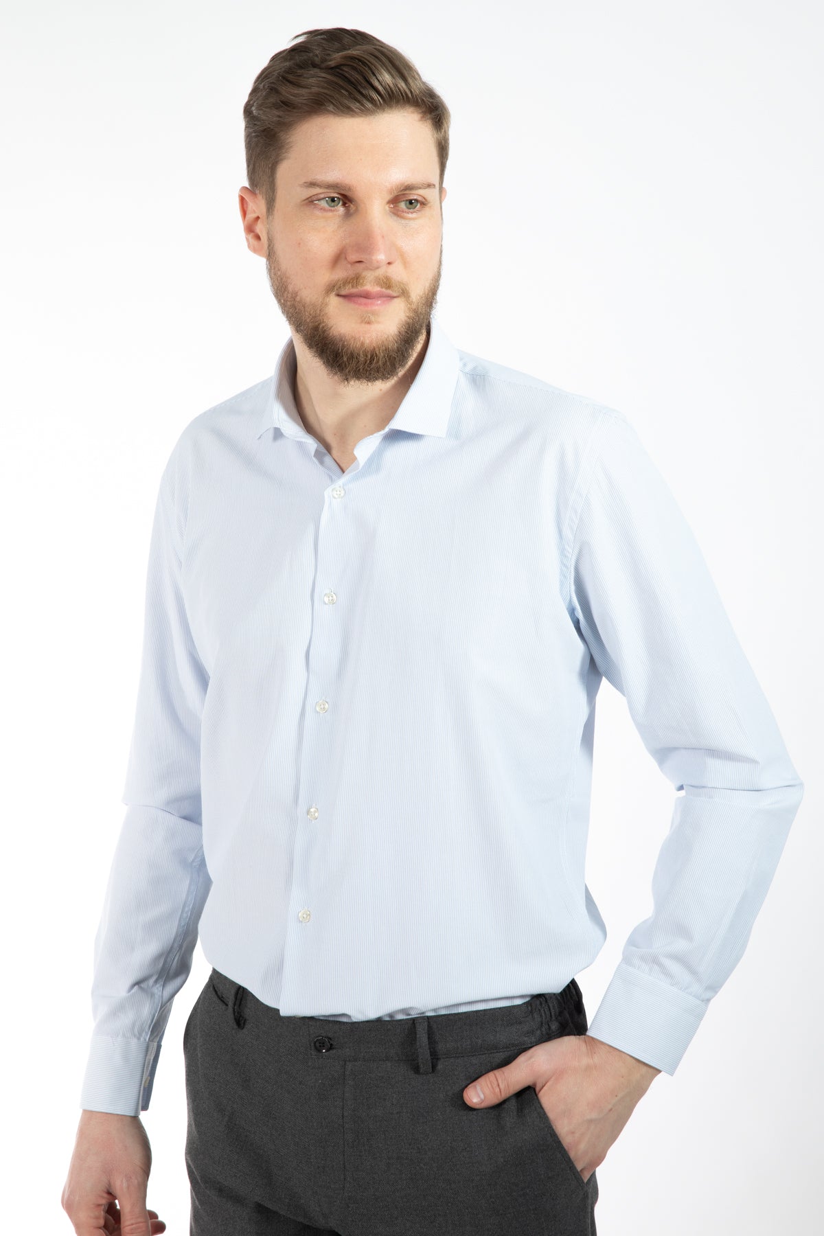 CAMASA SLIM FIT TWN  - Alb