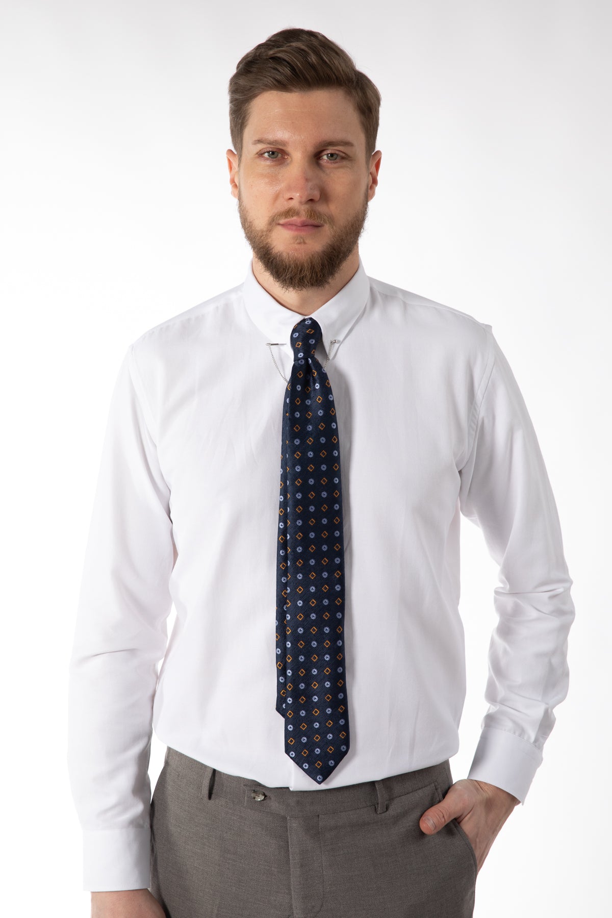 CAMASA SLIM FIT TWN  - Alb