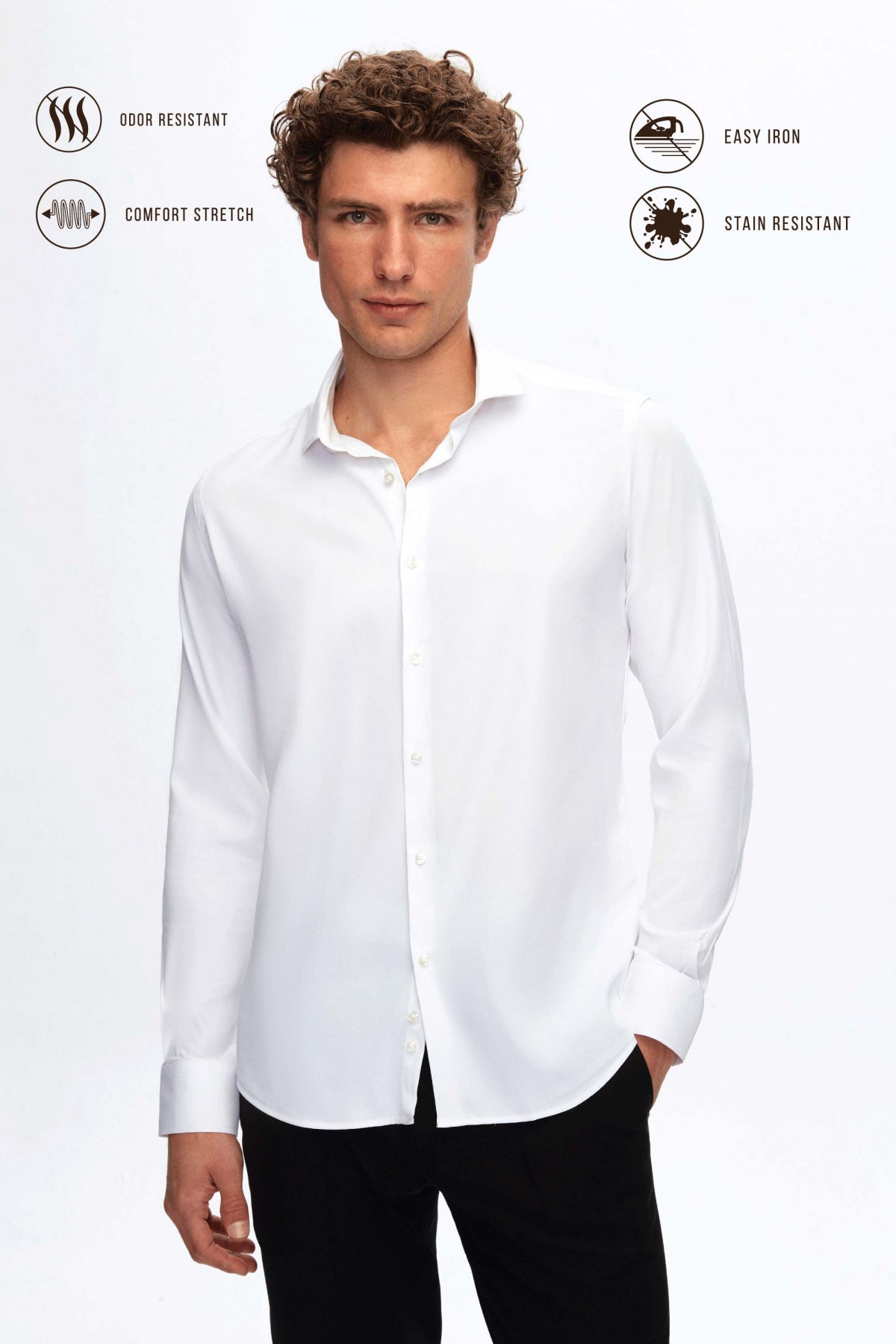 CAMASA SLIM FIT TWN  - Alb