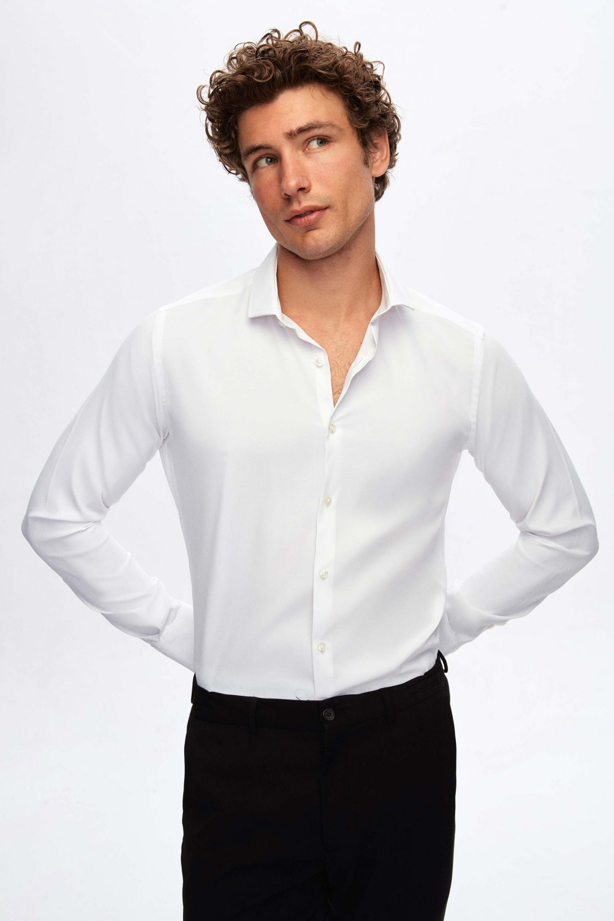 CAMASA SLIM FIT TWN  - Alb