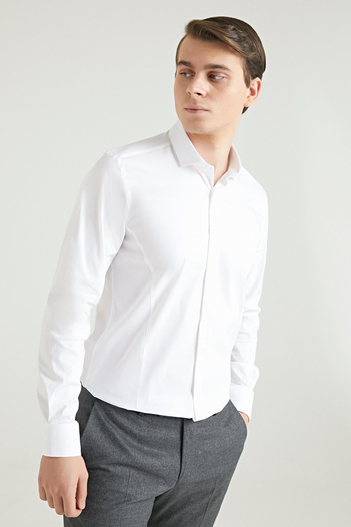 CAMASA SLIM FIT TWN  - Alb
