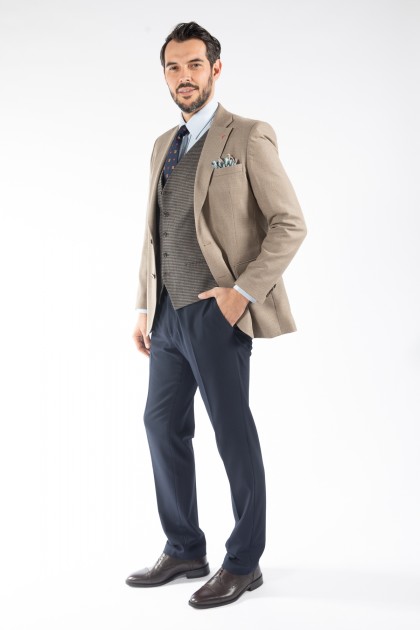 COSTUM CU VESTA BEJ SLIM FIT D'S DAMAT