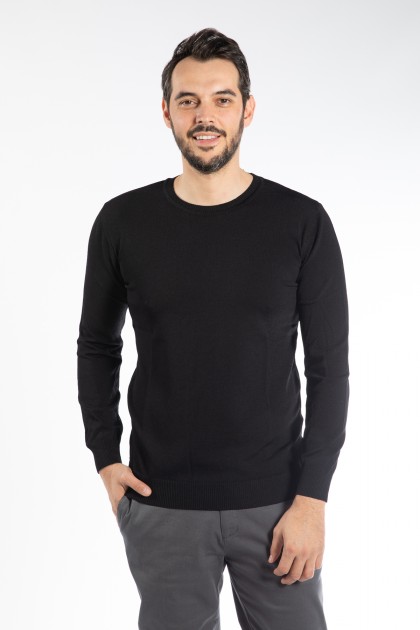 PULOVER NEGRU SLIM FIT TWN