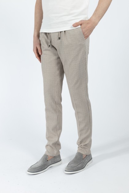 PANTALONI CASUAL BEJ SLIM FIT D'S DAMAT