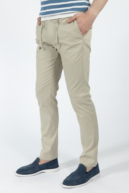 PANTALONI CASUAL BEJ SLIM FIT D'S DAMAT