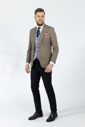 COSTUM CU VESTA BEJ SLIM FIT D'S DAMAT